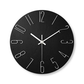 Lezalic Wall Clock, Simple (Black (Silver Letters)) Scandinavian Style, Interior, Analog, Wall Clock, Silent, Living Room, Office, Bedroom (Black (Silver Letter))
