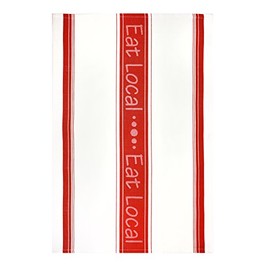 MUkitchen 100% Cotton Jacquard Woven Dishtowel, 20 by 30", Eat Local