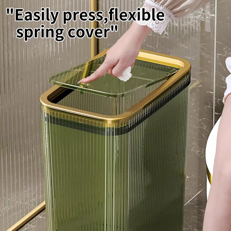 Transparent Trash Can, Bathroom Trash Cans with Lids, 2.6 Gallon