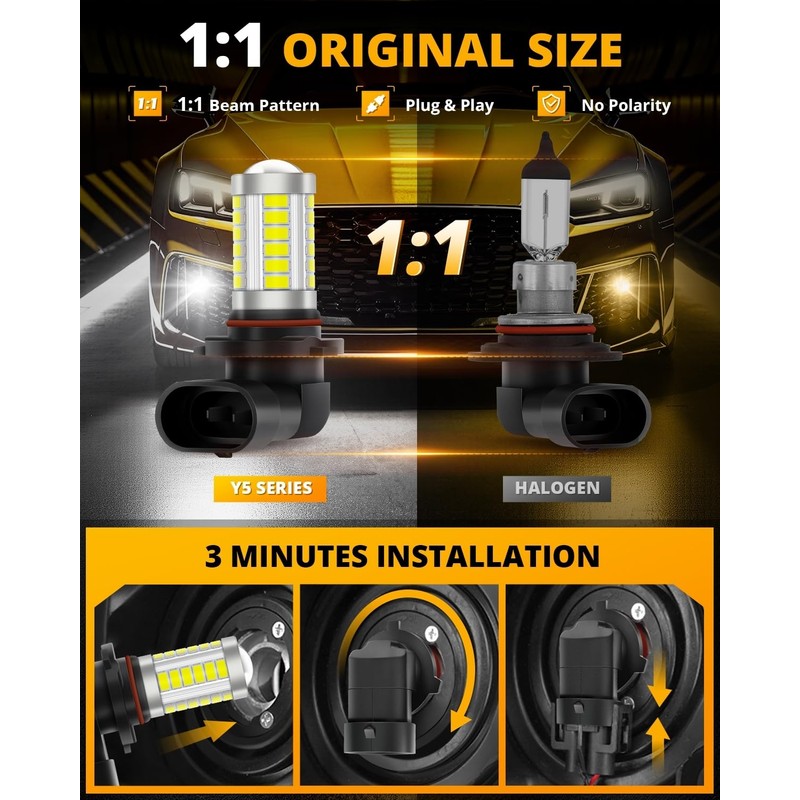 Auxbeam 9145 White Fog Lights Offroad Lights