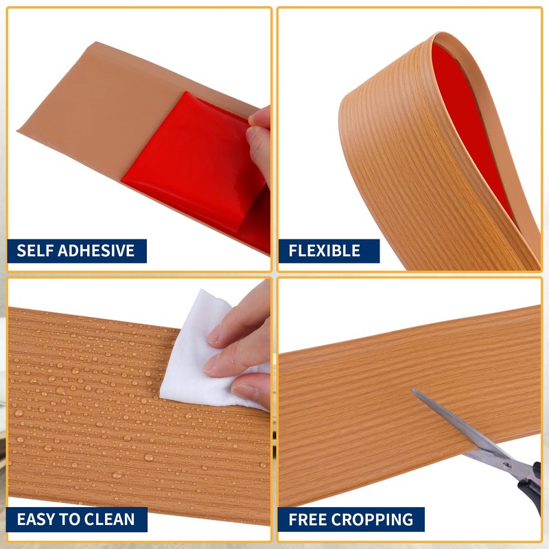 Heonay Flexible Baseboard Molding Trim 4 Inch Self-Adhesive Vinyl Wall