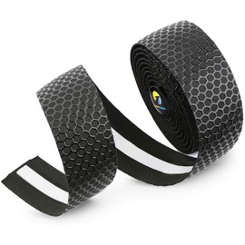 TOPCABIN Bicycle Handlebar Tapes, 2 Rolls, Comfortable Handlebar Tape for City Bike, Road Bike, Handlebar Tape with Bar Plugs (Grid Black)