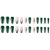 Christmas Press on Nails Medium Coffin Fake Nails Dark Green