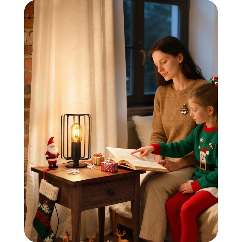 GOEBLESON Industrial Small Table Lamp, Small Bedside Lamp with Dimmable