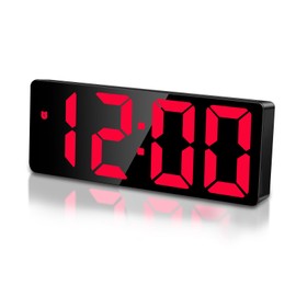 Sarsumir Alarm Clock, Digital Clock, LED Digital Alarm Clock with Time, Date, Temperature, Snooze Function, Brightness, Adjustable Alarm Clock, Children for Home, Bedroom, Office, Red Light