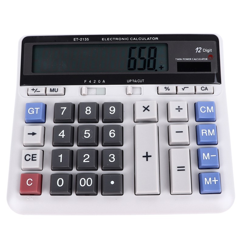 Solar Calculator 12 Digit Large Keys Clear Display Office Calculator