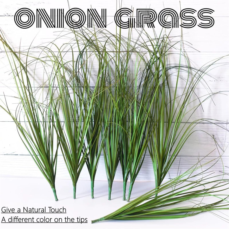 Onion Grass Artificial Plants Outdoor, Faux Shrubs Wheat Grass, 15Pcs