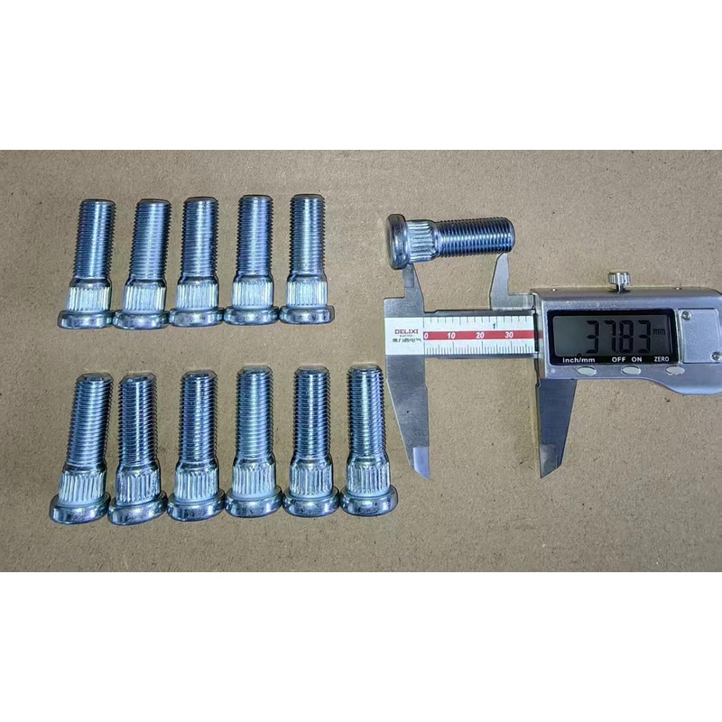 12pcs Grade 10.9 Serrated Wheel Stud 1/2-20 Thread, 0.56"(14.3mm) Knurl