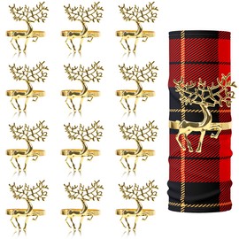Pack of 12 Christmas Reindeer Napkin Rings, Gold Napkin Rings, Napkin Rings, Napkin Ring, Table Decoration for Christmas, Wedding, Party Dinner, Thanksgiving