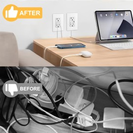 20 Amp GFCI Outlet with USB-C & USB-A Ports and Cables, Self-Test GFCI Electrical Outlet, Tamper-Resistant, Screwless Wall Plate Included, Thinner Design GFCI USB Outlet, ETL Listed, White, 1-Pack