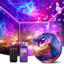 PIKOY Galaxy Projector,105 Light Modes Star Projector Light,15 White Noises+5.3 Bluetooth Star Projector Night Light Projector,Remote Galaxy Light Projector for Bedroom,Timer+Dimmable Galaxy Projector