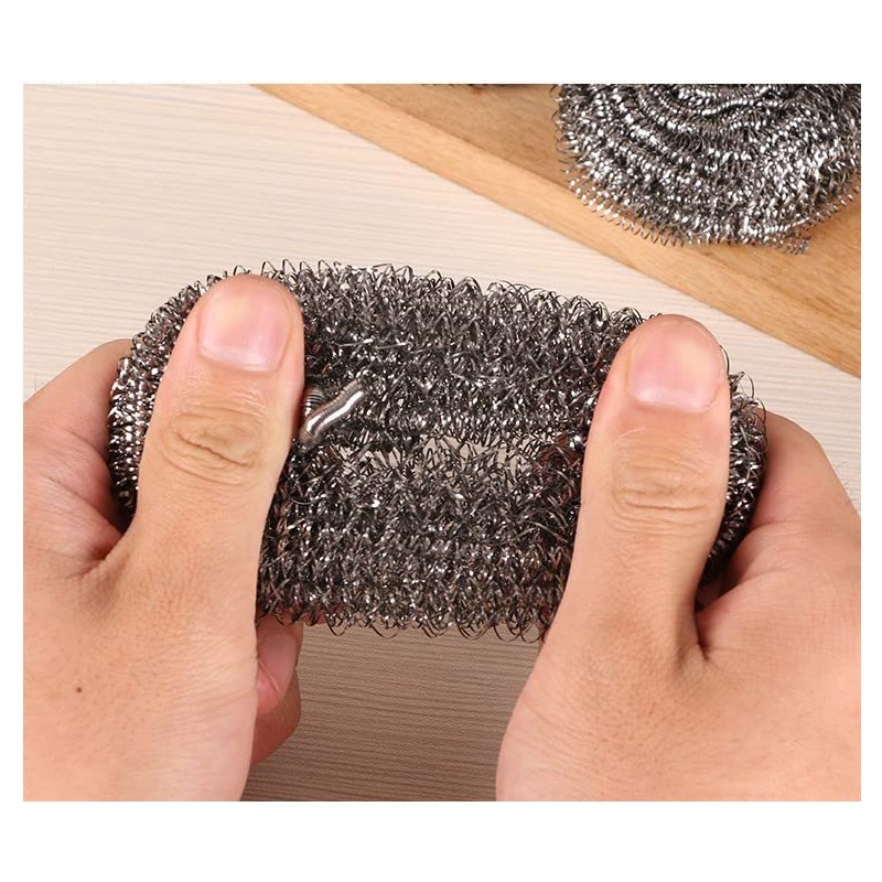 12Pcs Steel Wool 410 Stainless Steel Scourers Scrubber Pad Scouring
