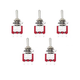JZK 5x ON OFF ON Mini Momentary Toggle Switch MTS-123, 3-Pin SPDT On-Off-On, AC 2A 250V, 5A 125V, Locking Toggle Switch, Car Boot Switch