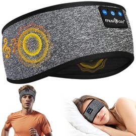 MUSICOZY Sleep Headphones Bluetooth Headband, Sports Wireless Earphones - Sweat Resistant Earphones, Sleeping Headphones with Ultra-Thin HD Stereo Speakers Perfect for Side Sleepers Insomnia, Workout