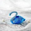 HDCRYSTALGIFTS Blue Swan Hinged Jewelry Box Ring Earrings Jewelry Organizer