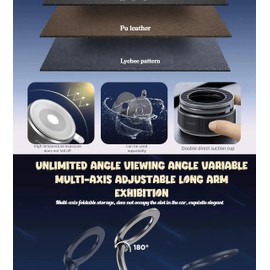 wuajia 360° Foldable Magnetic Car Phone Mount with Vacuum Suction - All Metal Arm, Multi-Surface Holder for Car Dashboard/Home Gym, Enhanced Heat Dissipation