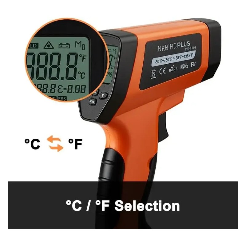 Termómetro Infrarrojo Digital Inkbird INK-IFT03 -50°C a 750°C para Cocina,