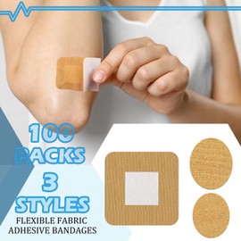 100 Pcs Spot Bandages Flexible Fabric Adhesive Knuckle Fingertip Bandages for Wound Care and First Aid Supplies, 3 Assorted Sizes