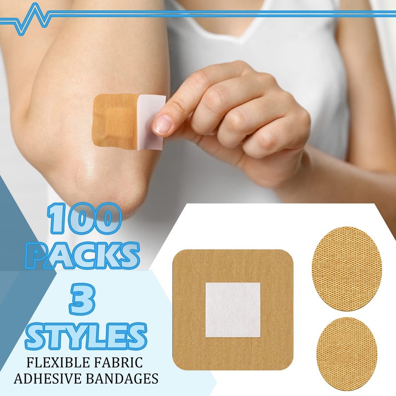 100 Pcs Spot Bandages Flexible Fabric Adhesive Knuckle Fingertip Bandages