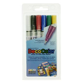 Uchida 1234-6 6-Piece Clamshell Decocolor Extra Fine Paint Markers Multi Pack Set