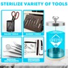 Barber Disinfectant Jar (30 oz) With Stainless Steel Tray and