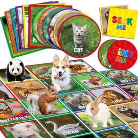 72Pcs Giant Animal Matching Memory Game for Kids Real Animal Matching Game Memory Card Game Educational Learning Toy Fun for Family Game Engaging Memory Skills Game for Toddler Preschool Age 1 2 3