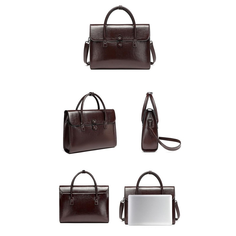 Genuine Leather laptop Briefcase: Messenger shoulder bag14 15inch men case