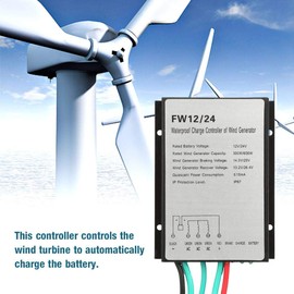 Oumefar Wind Turbine Controller, FW12/24 IP67 12V/24V Wind Turbine Generator Charge Controller Regulator for Hybrid Wind Controller and Solar Controller