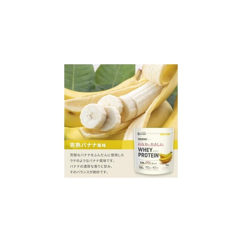 WINZONE 부드러운 유청 단백질 1kg 완숙 바나나 맛 유당 99%