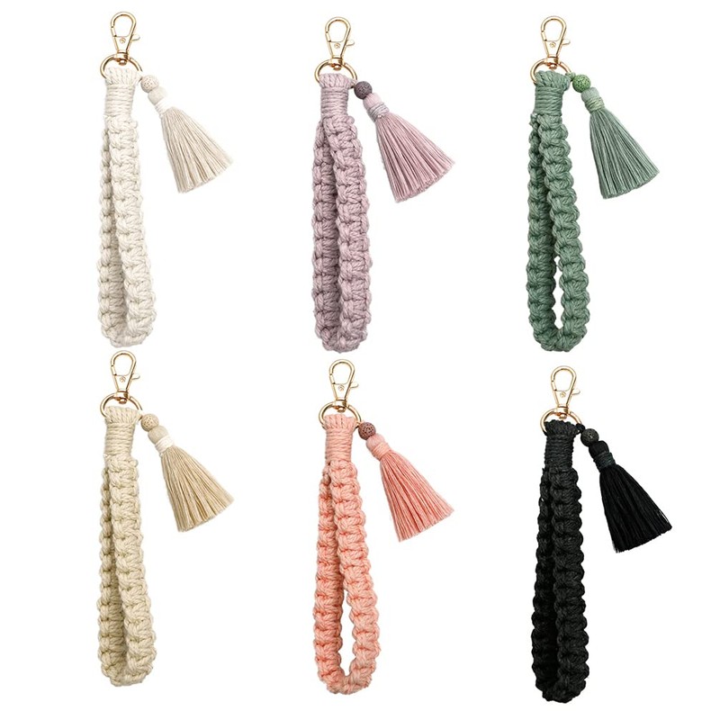 CHUQING Keyring Woman Macrame Handmade Bracelet Tassel Anyards for Keys,