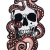 Octopus and Skull Embroidered Badge Iron on or Sew on
