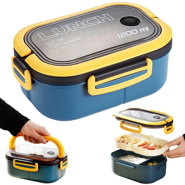 FZYCOM Bento Lunch Box with Compartments, 2-Layer Lunch Box, Lunch