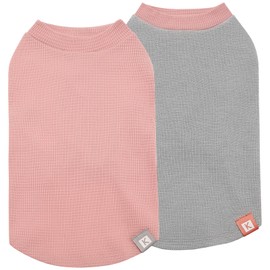 KYEESE 2Pack Dog Shirts Waffle for Small Dogs Stretchy T-Shirts Lightweight Tank Top Sleeveless Dog Vest Breathable, X-Large, Pink+Grey