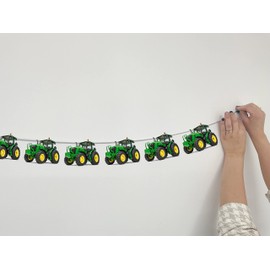 AK Giftshop Tractor Bunting Party Decorations - 12pcs / 2.5m Ribbon