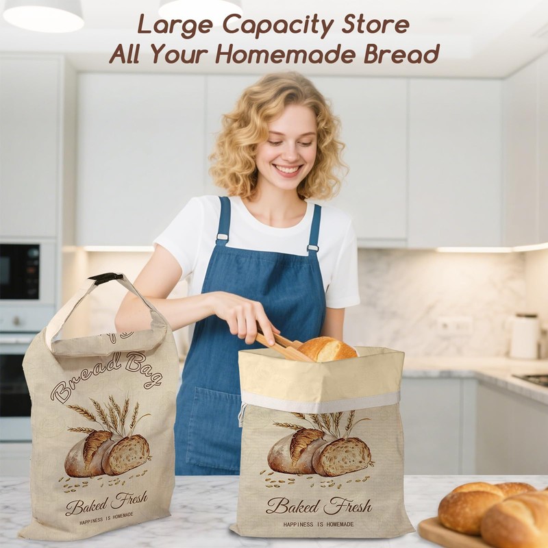 Beeswax Bread Bags for Sourdough, 2 Pack Reusable Bread Bag