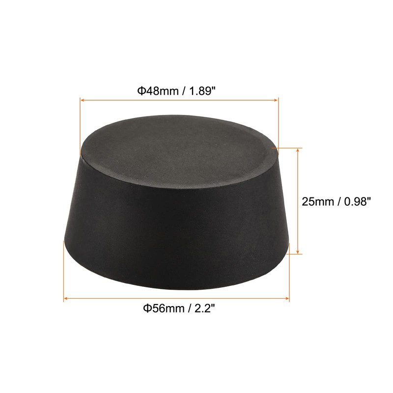 sourcing map Pack of 5 Tapered Rubber Caps 48 mm