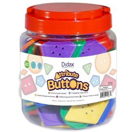 Edx Education Large Buttons - Jar Set of 144 - Lacing Activity - Sensory and Fine Motor Skill Development - Math Manipulative for Kids Ages 3 & Up