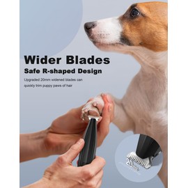 lexflext Dog Paw Trimmer for Grooming, Cordless Rechargeable Dog Clippers with Widened Blade, Low Noise Electric Cat Precision Shaver for Small Pet's Hair Around Eyes, Faces, Ears, Paws, Rump(Black)