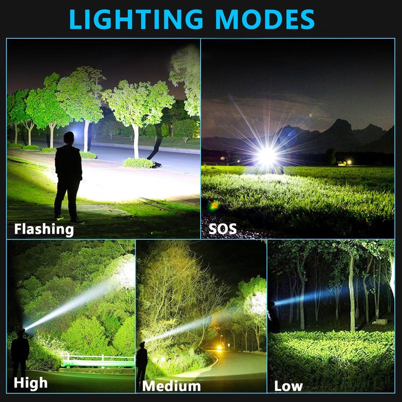AMAKER LED Headlamp Rechargeable, 9000mAh Long Battery Head Lamp with