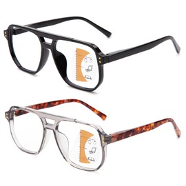 JO Progressive Multifocus Reading Glasses Men Women - No Line Progressive Reader Half-Rim for Mid-Near (Black/Tortoise, 2.25, x)