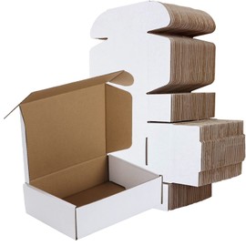 RLAVBL 7x5x2 Shipping Boxes Set of 50, White Corrugated Cardboard Box for Packing, Mailing, Business