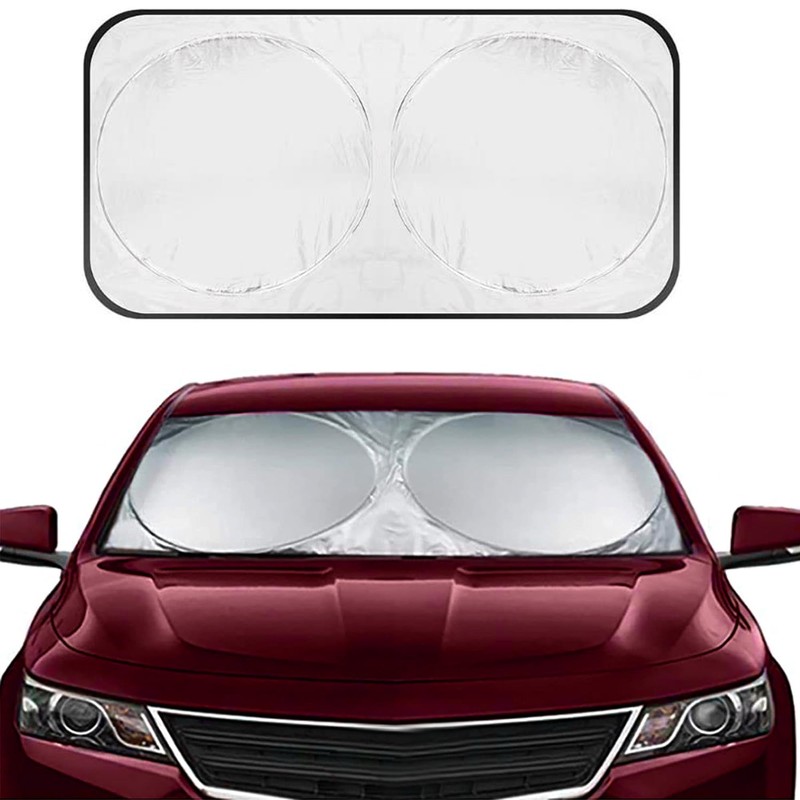 PLASTIFIC Universal Foldable Silver Car Windshield UV Visor Cover Front