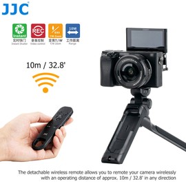 JJC Bluetooth Handgrip Remote Control for Sony ZV-E10 ZV-1 ZV-1F A6700 A6600 A6400 A6100 A7C A7SIII A7III A7RIII A7RIV A7RV RX0II RX100VII Vlogging Cameras Replaces GP-VPT2BT Mini Tripod Handle Tripod