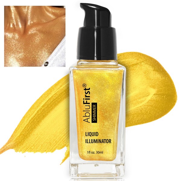 AbluFirst Liquid Illuminator Body Oil Glitter Waterproof 30ml Gold Glotion