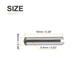 DTGN 2mmx10mm(DxL) Slotted Spring Pin - 20Pack - Good for Home Machine Fastener - 304 Stainless Steel Spring Dowel Tension Roll Pin - Silver