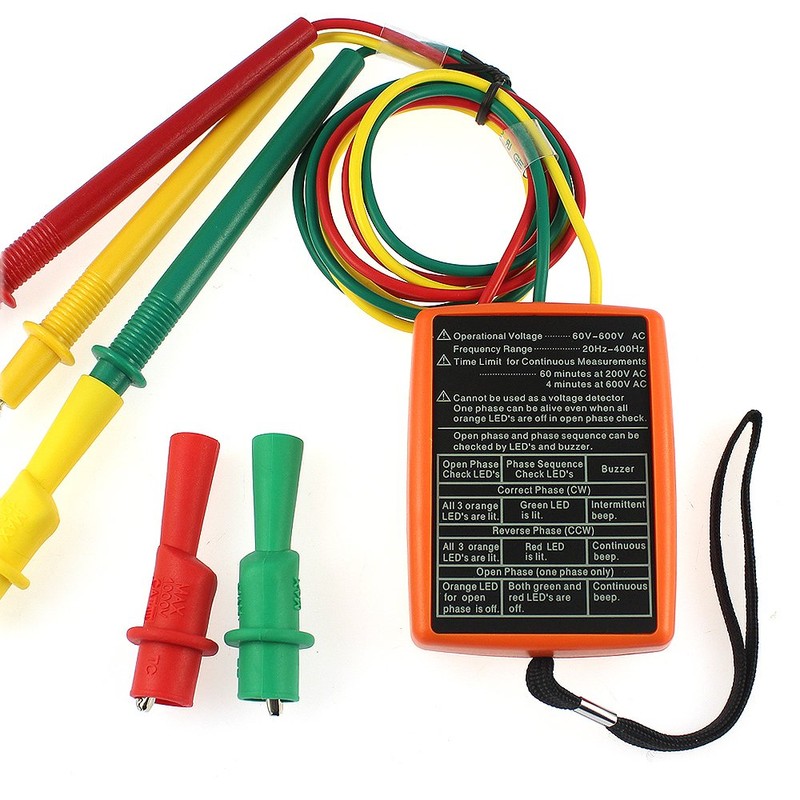 SM852B 3 Phase Sequence Rotation Tester LED Indicator Detector Checker