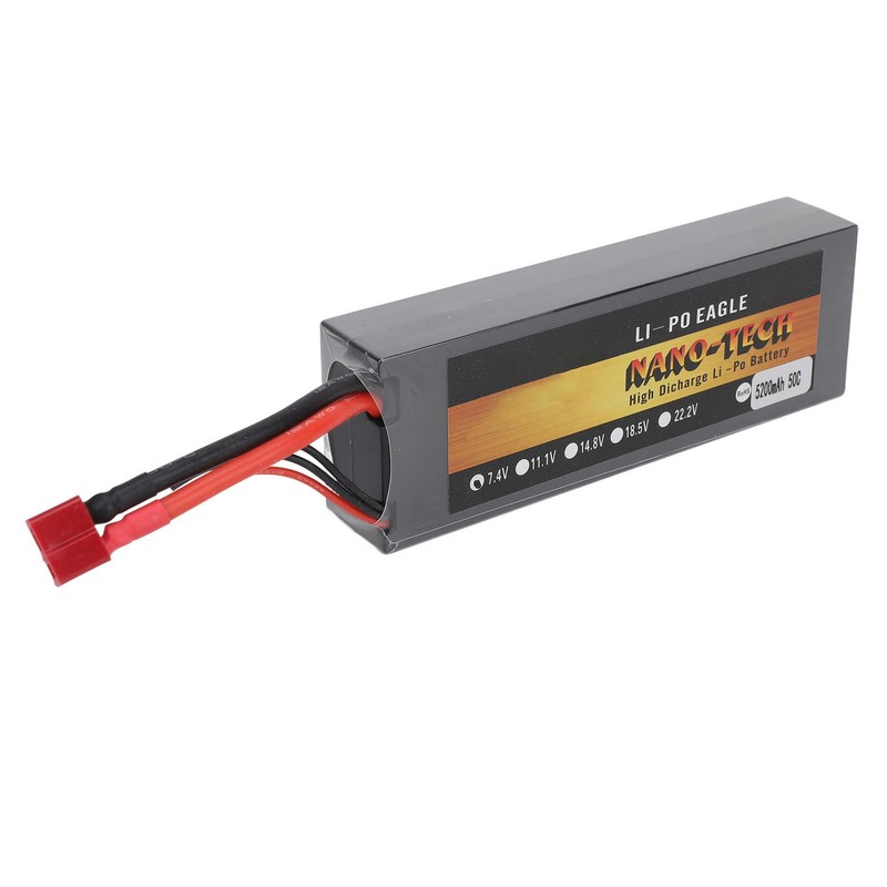 7.4V Lipo Battery 5200mAh 2S 50C Hard Case Lithium Polymer