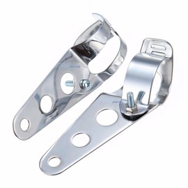 TDR Universal Chrome Fork Mount Headlight Brackets for Motorcycle Bike - Custom Cafe Racer Bobber Chopper Cruiser Tracker with OD 37-45mm Fork