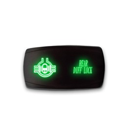 REAR DIFF LOCK - Green - STARK 5-PIN HORIZONTAL Laser Etched LED Rocker Switch Dual Light - 20A 12V ON/OFF