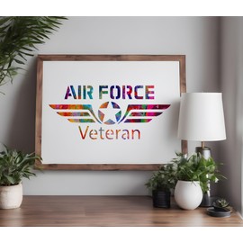 US Air Force Veteran Military Symbol Stencil Template Reusable for Painting on Walls, Wood, Arts and Crafts (784) - 5.5 x 8.5 Inches